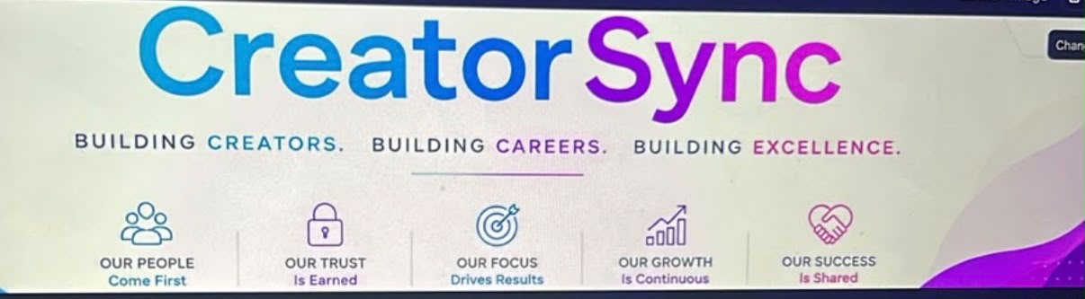CreatorSync building creators, careers and excellence banner